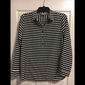 Loft black and white striped blouse
